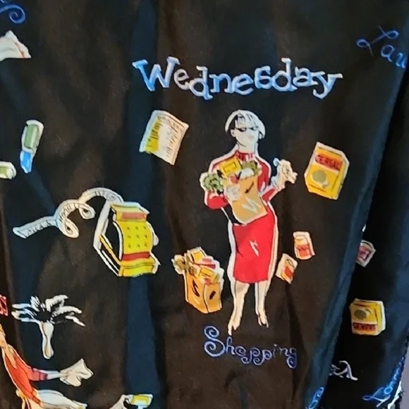 VINTAGE
1980's NICK & NORA'S Scarf - Novelty Print - All SILK - Black Silk - Picture 1 of 4